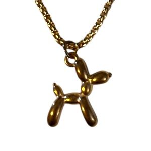 Stainless Steel Animal Balloon Dog Pendant Necklace 3D Gold Plated Charm Poodle